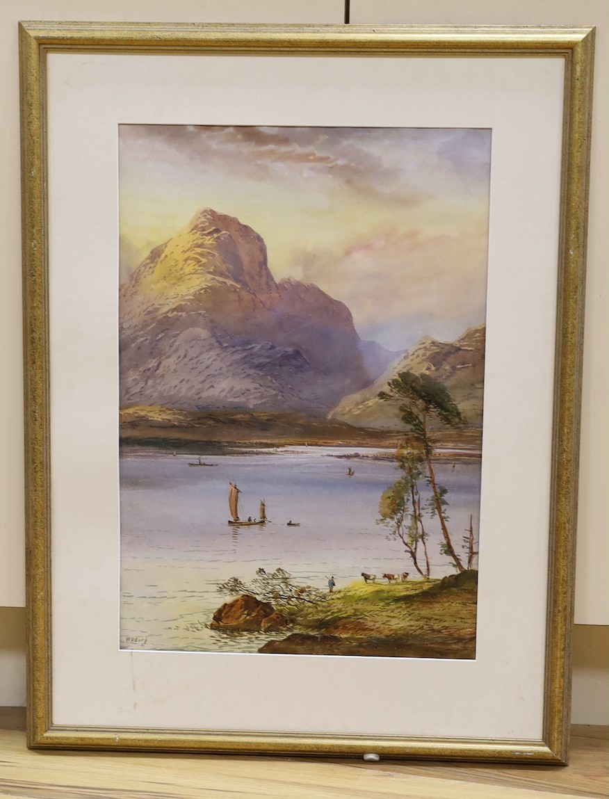 William Henry Earp (1831-1914), watercolour, Loch scene, signed, 55 x 37cm